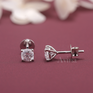 IGI Certified Lab Grown Diamond Cushion Cut Stud Earrings Solid 925 Sterling Silver Solitaire Diamond Earrings - Product Image 3