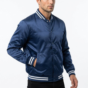 Chaqueta Varsity de Satén Personalizada de Alta Calidad con Logotipo, Chaqueta Bomber para Hombre, Chaqueta de Béisbol Casual con Rayas y Ribetes, con OEM ODM - Product Image 2