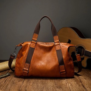 Bolsa de Viaje Impermeable de Cuero Genuino, Bolsa de Gimnasio de Gran Capacidad, Bolsa de Viaje para Pasar la Noche, Logotipo Personalizado - Product Image 3