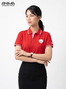 Camisa Polo Roja de Lujo para Uniforme Universitario, para Mujer, de Algodón, con Logotipo Bordado - Product Image 3