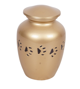 Urna para mascotas GOLDEN BLACK disponible en tres tamaños, la más vendida. Urna moderna de lujo para cremación de mascotas con huella de pata para funeral. - Product Image 1