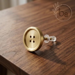 <b>Brass</b> Cabinet <b>Knob</b> With Button Design Durable Connector For Drawer Handle - Product Image 3