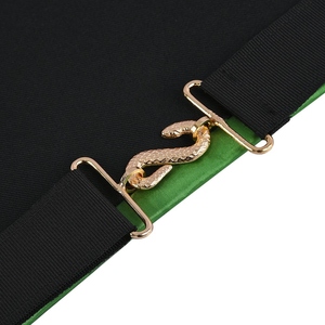5th Degree Perfect Master Scottish Rite Apron Green Silk <b>Machine</b> Embroidery Hand Embroidery features premium black moire fabric - Product Image 4