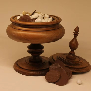 Tazón para Servir Frutos Secos y Dulces de Madera de Mango Ecológico con Tapa, Centro de Mesa Clásico Hecho a Mano para el Hogar - Product Image 1