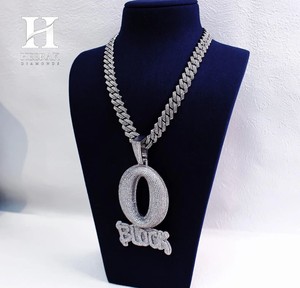 Pendentif de luxe en forme de lettre O entièrement pavé de diamants, collier hip-hop personnalisé pour fournisseur de bijoux bling en gros - Product Image 2