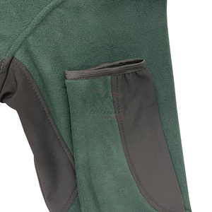 Vestes polaires coupe-vent pour hommes, vertes, à fermeture éclair intégrale, épaules renforcées noires, poche poitrine, pour la randonnée hivernale et les vêtements de travail en extérieur - Product Image 5
