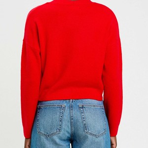 Suéter clásico de punto acanalado con cuello redondo y botones para mujer, Tops femeninos flexibles de tacto suave, camisa versátil para otoño e invierno - Product Image 6