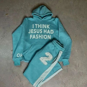 Nueva Llegada, Chándales de Invierno de Alta Calidad para Hombre, con Capucha, Diseño Sólido con Pedrería, Parches Desgastados y Bordados - Product Image 1