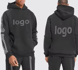 Survêtements pour hommes de qualité supérieure avec logo personnalisé, 100% coton respirant, ornés de strass, nouvelle collection, vêtements chauds d'hiver, style boxy hip hop. - Product Image 3