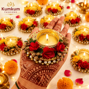 Indian Handmade Metal Multicolor Traditional Floral Tea Light Candle Holder 3" Home Decoration Christmas Wedding Party s - Product Image 4