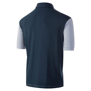 Camiseta Polo de Manga Corta para Hombre, Color Sólido, Tejido de Punto, Corte Regular, Estilo Casual, Azul Marino con Mangas Gris Claro - Product Image 2