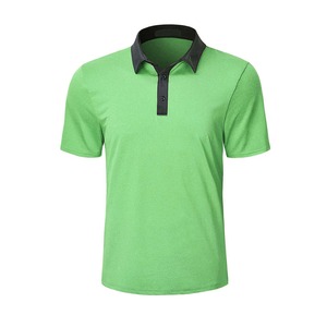 เสื้อเชิ้ตแขนสั้นสีเขียวสำหรับผู้ชาย ทรงปกติ คอสูง ระบายอากาศได้ดี ผ้าถัก 100% คอตตอนเจอร์ซีย์ สไตล์ลำลอง ดีไซน์โอเวอร์ไซส์ - Product Image 1