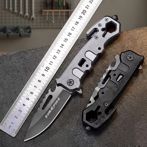 Couteau pliant multifonction SUREFIRE, lame en acier inoxydable, manche en aluminium, 18 cm, pointe tombante, bord dentelé, qualité industrielle - Product Image 5