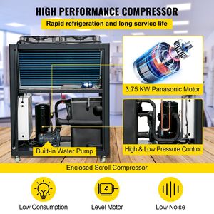5HP เครื่องทำความเย็นอุตสาหกรรม5ตันสำหรับคอมเพรสเซอร์พานาโซนิคเครื่องปรับอากาศพกพาควบคุมไมโครคอมพิวเตอร์53L สแตนเลส - Product Image 3