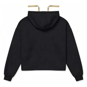 <b>Black</b> Hoodie For <b>Women</b> <b>Fleece</b> Warm Oversized Pullover With Hood And Kangaroo Pocket Gold Heart Design Cropped Style Hoodie Wear - Product Image 2