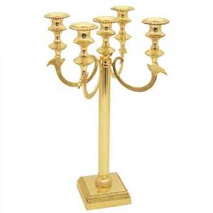 Candelabro de Metal con Base Cuadrada de Diseño Nuevo, 5 Brazos, Acabado Dorado, para Decoración del Hogar y Fiestas de Boda, Centros de Mesa, Candelabro de Piso - Product Image 1
