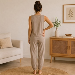 Vêtements de nuit pour femmes, coton 100% tricoté peigné, ensemble de pyjamas, vêtements de détente pour femmes, respirant, confortable, ensembles de pyjamas pour femmes - Product Image 2