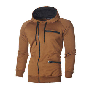 Sudadera con Capucha Roja para Hombre, Cierre de Cremallera, Corte Regular, Color Sólido, Informal, Tejida en Poliéster, para Otoño - Product Image 6