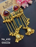 Boucles d'oreilles Chandbali géométriques en alliage plaqué or avec diamants américains, serties de pierres, style traditionnel indien, tendance pour femmes, vente en gros