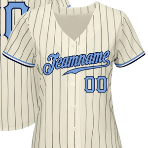 Maillot de baseball bleu marine à fines rayures neutres pour homme, boutonné, uniforme d'équipe, respirant, léger, sportif - Product Image 2