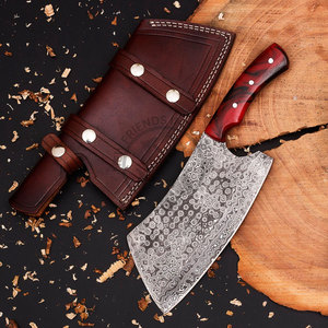 มีดเชฟตีขึ้นรูปด้วยมือ ใบมีดดามัสกัสทรงหยดน้ำ 7 นิ้ว ด้ามเรซิ่น ใช้ได้ทั้งสองมือ อเนกประสงค์ คมกริบ พร้อมซองหนัง - Product Image 2