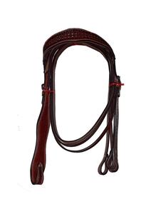 Ensemble de têtière, peitorale et rênes en cuir marron, style western, pour cheval, avec ornements faits main motif 'Basket Wave', ferrures en acier inoxydable, confortable et durable, d'inspiration indienne. - Product Image 2