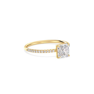 Bague de fiançailles REYES, best-seller, diamant de laboratoire HPHT CVD taille Asscher 1,23 carat, en or massif 14 carats plaqué rhodium, bijoux fins - Product Image 3