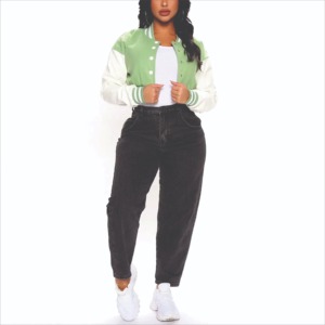 Premium Ladies Varsity <b>Jacket</b> Custom Wool <b>Leather</b> Letterman Coat Casual Streetwear Factory Direct OEM ODM Sample Service - Product Image 1