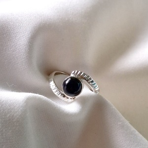 Natural Black Onyx Cabochon <b>925</b> <b>Silver</b> <b>Ring</b> | Artisan Handmade Statement <b>Ring</b> - Product Image 5