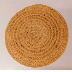 Eco-conscious braided jute and cotton round <b>placemat</b> for scratch-resistant dining table protection best for hotel dining table - Product Image 1