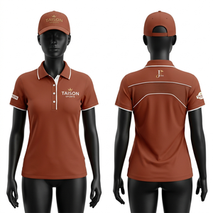Jersey de Golf de Lujo para Mujer, 180 GSM, Poliéster Interlock, Color Beige Suave, Secado Rápido, Ajuste Deportivo, Media Cremallera, Impresión Personalizada - Product Image 3