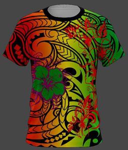T-shirt tricoté motif tatouage polynésien, imprimé tribal, design Tapa Maori Samoan, respirant, écologique, style insulaire printemps-été - Product Image 1