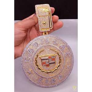 Cadillac Logo personnalisé médaillon de diamant cultivé en laboratoire glacé Style Hiphop pendentifs fins avec pièce de signature personnalisable Bling massif - Product Image 1