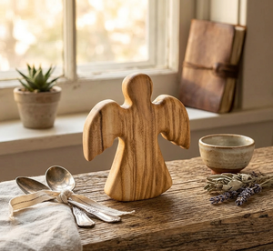Creative Little Angel Mango Wood Cross Ornament Eco-Friendly Winged Baptism Prayer Decor Hand-carved Engraving Orion Handicraft - Product Image 2