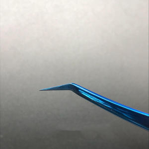 Pince à épiler durable en acier inoxydable RMI, 10 mm, pointe lisse, revêtement couleur plasma bleu, pince à épiler simple, pochette en cuir couleur marron - Product Image 3