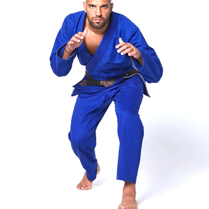 2026 Summer Karate Uniform <b>Blue</b> V-Neck Stretch Durable Breathable Long Sleeve Ribbed Poly Cotton OEM Sportswear Pakistan - Product Image 3