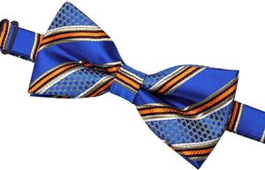 Nœud Papillon Pré-Noué en Soie Rayé Bleu avec Accents Bleus et Argentés, Accessoire de Tenue Formelle, Design à Motifs Durable - Product Image 2