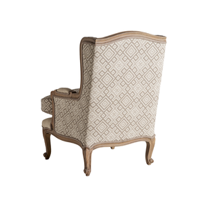 Classic French Wingback Lounge Chair Solid Teak <b>Frame</b> Premium Cushioned Elegant High-Back Accent Chair Hotel Villa Furniture - Product Image 4