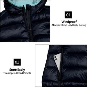 Chalecos Casuales Ultraligeros con Cuello Alto, Tejidos, Transpirables, Ecológicos, con Cierre de Cremallera, Relleno Acolchado, Resistentes al Viento, para Mujer - Product Image 5