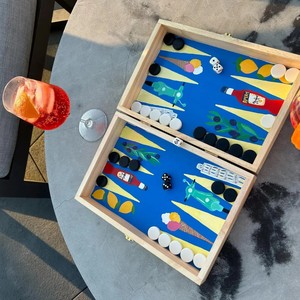 Leather <b>Backgammon</b> Set for Adults & Kids Foldable Travel Board Game 15" Board 32 <b>Pieces</b> Customizable Size Color High Quality - Product Image 2