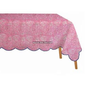 Mantel Rectangular de Algodón Estampado a Mano con Diseño Floral y Borde Festoneado para Bodas y Fiestas en Casa, Nuevo Modelo 2026, en Oferta - Product Image 4