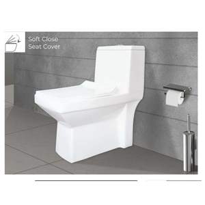 Inodoro Moderno de Una Pieza, Cerámica Blanca, 695x380x730mm, Diseño Angular, Doble Descarga, para Hogar y Hotel - Product Image 1