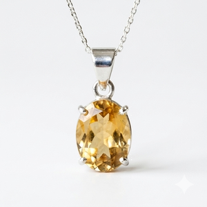 Pendentif en citrine jaune naturelle, pierre précieuse ovale facettée, collier en cristal, bijoux bohèmes faits à la main, pierre de guérison, Noël - Product Image 1