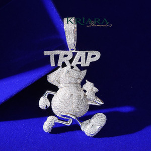 Colgante Mickey con Diamantes, Plata 925, Moissanita de Corte Brillante, Chapado en Oro de 18k, Estilo Hiphop, Unisex, para Uso Diario - Product Image 1