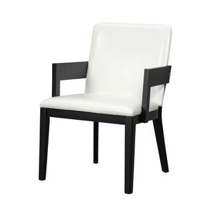 Set Moderno di 2 Sedie da Pranzo in Legno Nero con Rivestimento in Pelle PU Bianca Lucida - Product Image 2