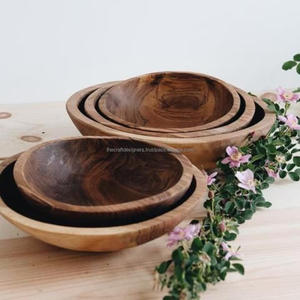 Vaisselle Portable Saladier Ensemble Imbriqué de 2 Bols de Service en Bois Vaisselle Décoratif Bols de Fruits Écologiques Pour La Cuisine - Product Image 5