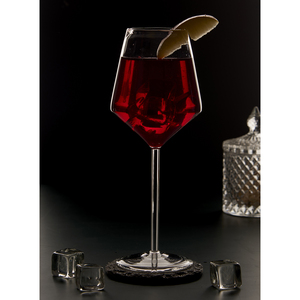 Ensemble de verres à vin rouge en verre taillé en diamant de style indien, faits à la main, élégants, verrerie design, pour bar à domicile, prix de gros premium - Product Image 2