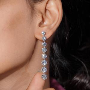 Boucles d'oreilles de luxe scintillantes en diamant, magnifiques bijoux de déclaration pour femme, pour mariage, célébration, soirée, anniversaire - Product Image 6