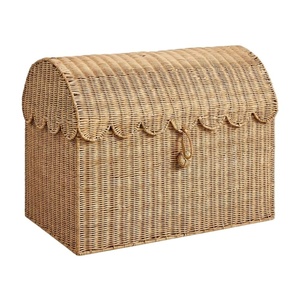 Handmade Scalloped Rattan Toy Chest Kids Furniture Scalloped <b>Storage</b> Trunk Best Quality Factory Price Wholesale - Product Image 1