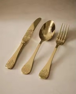 Royal Gold Brass Cutlery Set Premium Flatware Dining Utensil Collection Elegant Table Setting For Wedding Banquet - Product Image 3